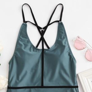 Teal one piece swimsuit